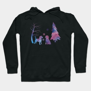 Beagle Dog Winter Scene With Snowflakes Hoodie